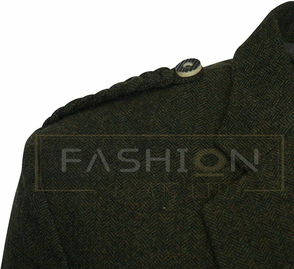 Green Tweed Argyll Argyle Highland Kilt Jacket and Waistcoat Vest Scottish Wedding Dress