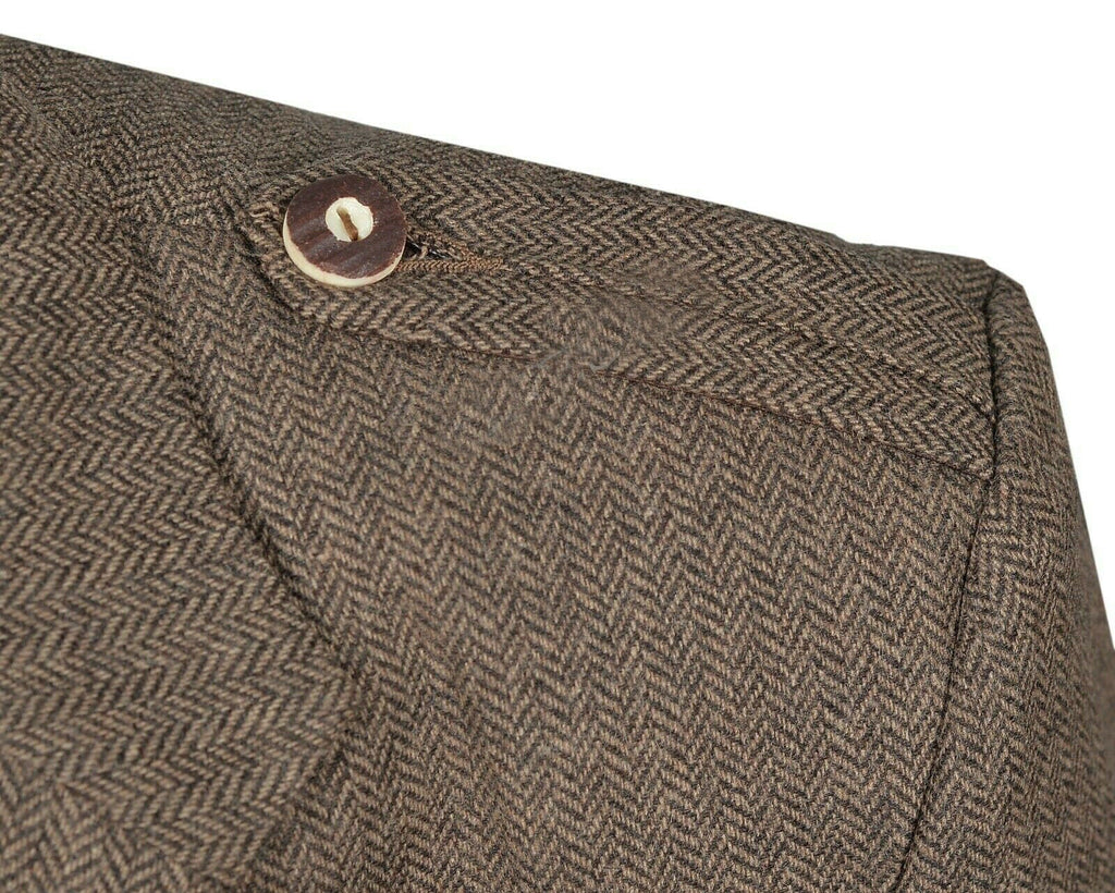 Men's Scottish Handmade Brown Tweed Wool Argyle Kilt Jacket With Vest Wedding Kilt Jacket For Men