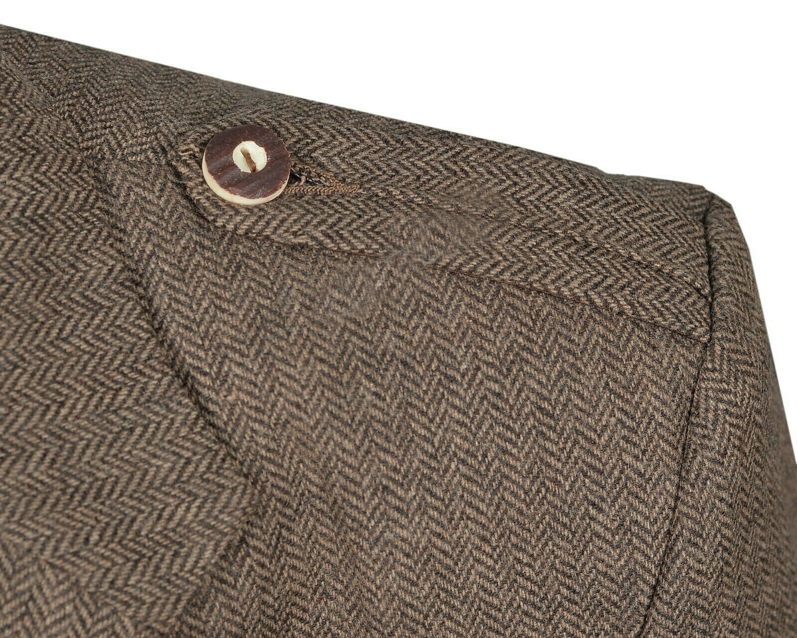 Men's Scottish Handmade Brown Tweed Wool Argyle Kilt Jacket With Vest Wedding Kilt Jacket For Men